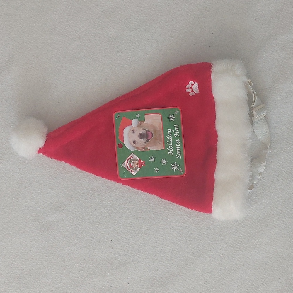 PLUSH PUPPIES Holiday Santa Dog Hat NWT